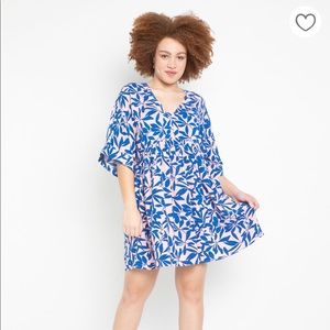 Eloquii Pink and Blue Babydoll Dress